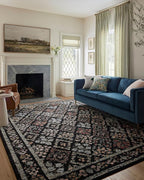 Loloi Rifle Paper Co. Laurel Collection LAU-04 Black/Multi 5'-3" x 7'-8" Area Rug
