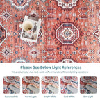 Dripex Vintage Washable Area Rug - 4x6 Distressed Rugs for Living Room Bedroom Oriental Medallion Floral Print Carpet Low-Pile Indoor Soft Non-Slip Accent Rug Farmhouse Office Home Decor