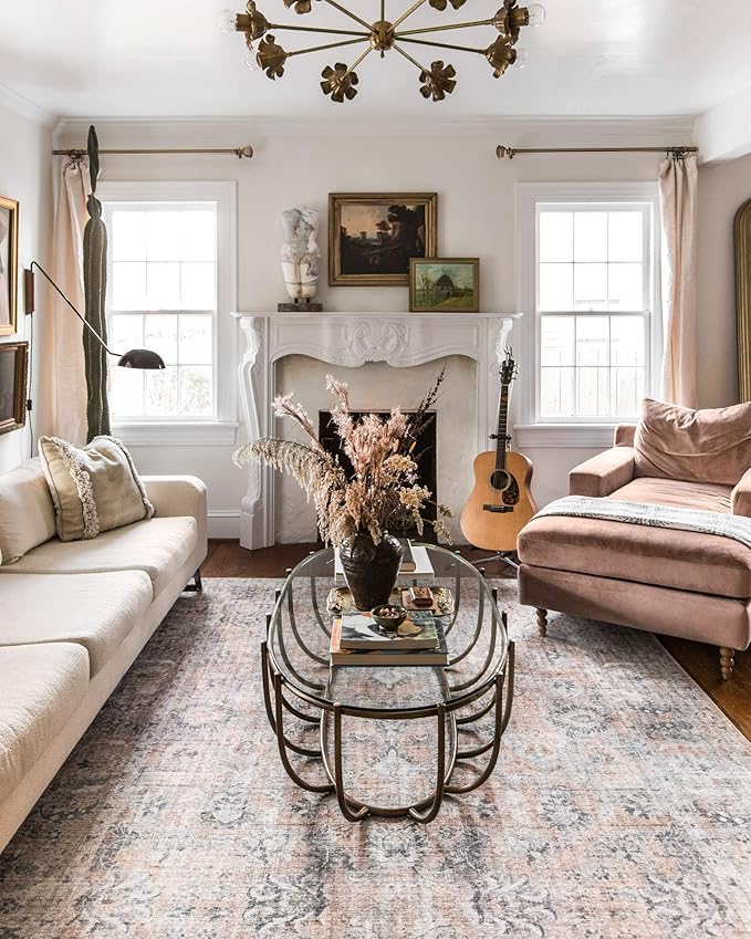 Loloi Skye Collection SKY-01 Blush/Grey 2'-6" x 12'-0" Runner Rug