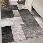 Rugshop Gray Contemporary Distressed Boxes Area Rug, Soft & Non-Shedding Accent for Small Living Room, Bedroom and Home Office, 3' x 5'
