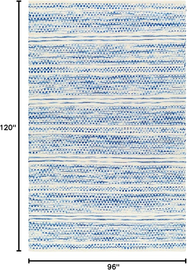Mark&Day Wool Rugs, 8x10 Marie Global Dark Blue Area Rug, Blue Beige Carpet for Living Room, Bedroom or Kitchen (8' x 10')
