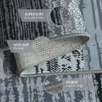 Indoor Runner Rug, Washable Runner Rug with Rubber Backing, Modern Geometric Patchwork Aesthetic Carpet for Bedroom, Living Room, Hallway, Entryway, Washable Rug Rockwood Collection, 2x6 Ft Grey