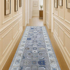 Fame Living Grey Oushak Runner Rug, Modern Runners, Turkish, Eclectic, Floral, Pastel, Washable, Small Throw Rugs, Short Runner for Hallway, Entryway, Laundry, Bedroom, Kitchen, Bathroom, 2'5"x6'5"