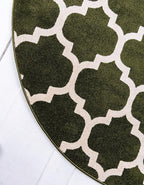 Rugs.com Lattice Collection Rug – 8 Ft Round Dark Green Medium Rug Perfect for Kitchens, Dining Rooms