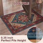 Tangsoo Vintage Small 2x3 Washable Rugs for Entryway Non-Slip Oriental Low Pile Rug for Front Door, Kitchen, Indoor, Accent Throw Small Area Rug, Door Mat for Entrance, Soft Boho Red Rug
