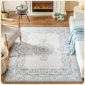 Istana 4x6 Rug - White Cream & Blue Area Rugs 4x6 - Kid & Pet Friendly Machine Washable Rugs - 4 x 6 Area Rug Non Slip & Non Shedding Area Rug - Foldable Rug for Room for Bedroom