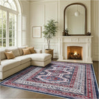 Fame Rugs Turkish Rug. Washable Vintage Oriental Antique Inspired Traditional Doormat Small Modern Area Rugs Luxury Entryway Entry Bedroom Bathroom Kitchen (400RN, 4'9 x 6'9)