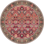 vivorug Round Rug 6ft Vintage Round Area Rug Non-Slip Indoor Carpet for Living Room Bedroom Entryway, Stain Resistant Home Decor Circle Rug, Cherry Red/Spice