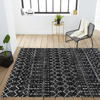 JONATHAN Y Boho Vintage Diamond Black/Ivory Indoor Area Rug 4X6 ft, Moroccan Hype for Living Room, Bedroom, Kitchen, Office, Easy-Cleaning, High Traffic, Pet-Friendly, Non-Shedding (MOH101D-4)