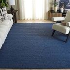 SAFAVIEH Area Rug 9x12 - Natura Collection - Large - Navy & Blue, Handmade Wool Blend, Textured Design, Ideal for Living Room, Bedroom, Dining Space (NAT620M)