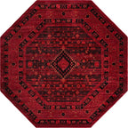 Unique Loom Tekke Collection Area Rug - Sheibani (7' 11" Octagon, Red/ Black)