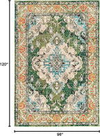 SAFAVIEH Monaco Collection Area Rug - 8' x 10', Forest Green & Light Blue, Boho Medallion Distressed Design, Non-Shedding & Easy Care, Ideal for High Traffic Areas in Living Room, Bedroom (MNC243F)