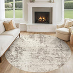 6ft Round Area Rug Living Room Rugs - 6x6 Washable Neutral Modern Abstract Soft Thin Rug Indoor Floor No Slip Rug Carpet for Bedroom Under Dining Table Home Office Decor - Dark Brown
