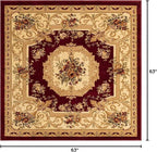Unique Loom Versailles Collection Traditional Classic Floral Motif Area Rug (5' 0 x 5' 0 Square, Burgundy/Ivory)