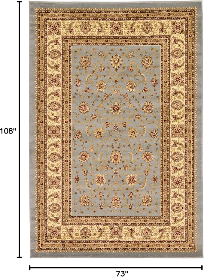 Unique Loom Voyage Collection Traditional Oriental Classic Intricate Design Area Rug (6' 0 x 9' 0 Rectangular, Light Blue/Gold)