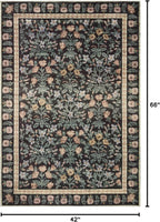 Loloi Rifle Paper Co. Eden Collection EDE-02 Mughal Garden Black 3'-6" x 5'-6" Accent Rug feat. CloudPile™