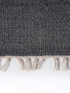 Rugsotic Carpets Hand Woven Flat Weave Kilim Wool 3'x5' Area Rug Solid Charcoal D00111
