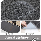 BEQHAUSE Dog Door Mat for Muddy Paws 36"x60" Dirt Trapper Absorbent Doormat Non Slip Entryway Rugs Washable Stain Resistant Welcome Floor Mat Soft Low-Profile for Front Back Door, Dark Grey