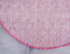 Unique Loom Outdoor Trellis Collection Area Rug - Tribal Trellis (4' 1" Round, Fuschia/ Gray)