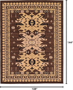 Unique Loom Taftan Collection Border Geometric Tribal Inspired Design Area Rug (9' 0 x 12' 0 Rectangular, Brown/ Tan)
