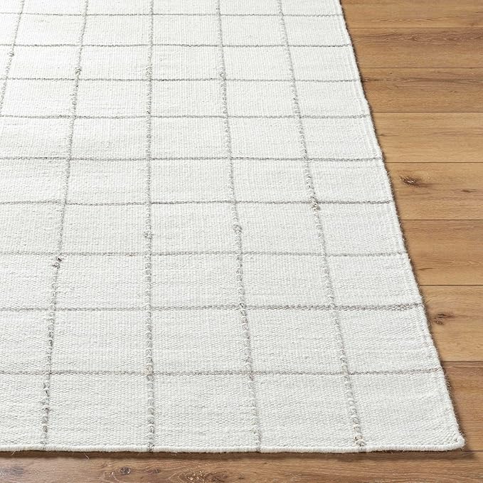 Mark&Day Wool Rugs, 5x7 Ishaq Cottage Off-White Area Rug, White Silver Carpet for Living Room, Bedroom or Kitchen (5' x 7'6")