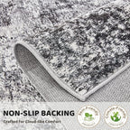 Washable Runner Rug for Hallway: 3x12 Neutral Modern Abstract Low Pile Area Rug with Non-Slip Backing - Carpet for Bedroom Kitchen Laundry Entryway Bathroom Indoor - Grey