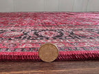 GLN Rugs Traditional Collection - Machine Washable Area Rug, Traditional Washable, Non Slip, Low Pile Chenille Rug, Living Room, Bedroom, Kitchen Rug (5'3" Round Dark Red)