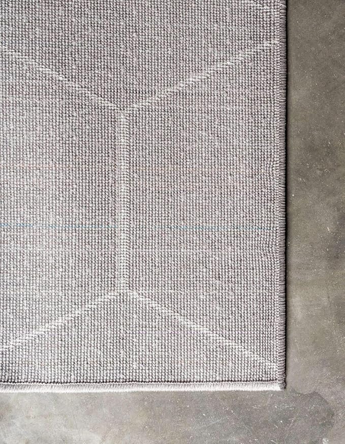 Unique Loom Trellis Frieze Collection Area Rug - Geometric (3' Square, Light Gray/ Ivory)