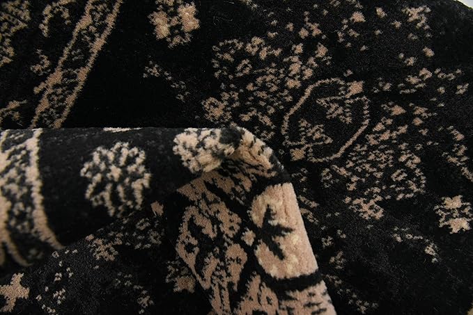 Unique Loom Taftan Collection Border Geometric Tribal Inspired Design Area Rug (2' 2 x 8' 2 Runner, Black/ Gray)