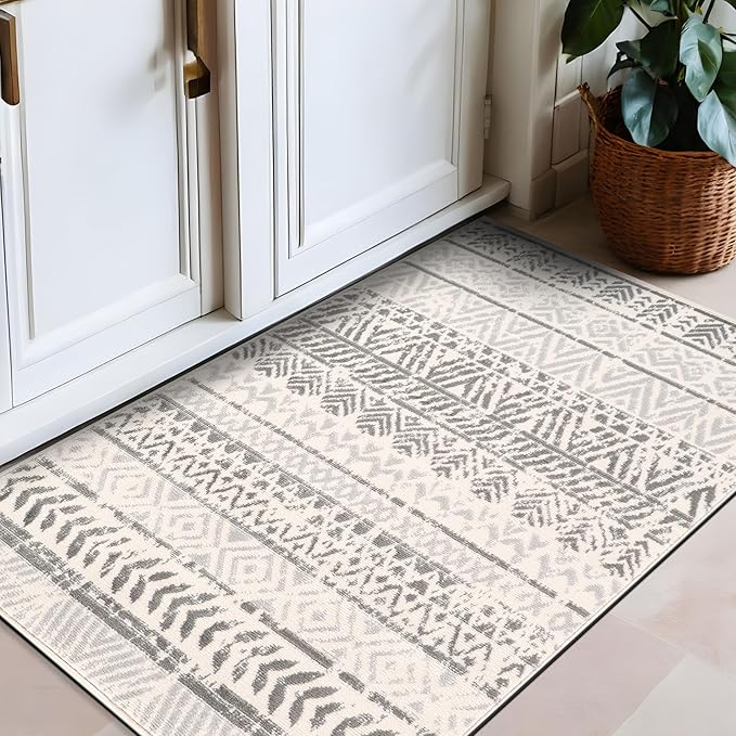 Rugshop Geometric Boho Perfect for high Traffic Areas of Your Living Room,Bedroom,Home Office,Kitchen Area Rug 2'7" x 4' Gray