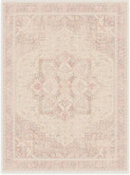 RUGGABLE Washable Area Rug – Kamran Soft Pink 9x12, Stain-Resistant, Non-Slip – Large Machine Washable Rugs for Living Room, Bedroom, Hallway, Entryway & Office–with Cushioned Pad