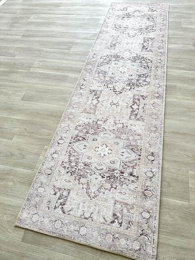 Fame Living Faded Oushak Rug, Turkish Vintage Floral Pastel Large Oversized Area Rugs for Living Room Dining Bedroom Kitchen Bathroom Nursery (848CrNv, 2' x 3')