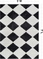 Rugshop Diamond Wave Pattern Shag Area Rug Anthracite Dark Gray 5' x 7' Great for Bedrooms, Living Rooms, or Under Coffee Tables