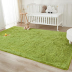 Andency Olive Green Soft Area Rugs for Living Room Bedroom, 5x8 Fluffy Shaggy Bedside Rug, Non-Slip Large Shag Fuzzy Plush Carpets for Bedroom Kids Dorm Nursery Home Decor Aesthetic