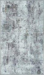 GLN Rugs Contemporary Collection - Machine Washable Area Rug, Contemporary Washable, Non Slip, Low Pile Chenille Rug, Living Room, Bedroom, Kitchen Rug (2'6" x 7' Grey/Green)