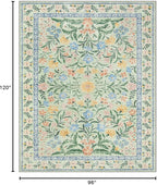 Lahome Machine Washable Area Rugs 8x10 Non Slip, Soft Boho Living Room Rugs, Ultra-Thin Vintage Cottage Throw Carpet for Home Office Dinning Room Kids Playroom, Green/Multi