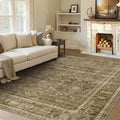 HelloTree Washable Rugs 6x9 Area Rug for Living Room, Vintage Boho Brown Rug Non Slip Carpet Retro Accent Indoor Mat Print Distressed Low Pile Throw Large Rug for Office Bedside-Brown