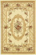 Rugs.com Chateau Collection Rug – 4' x 6' Cream Medium Rug Perfect for Entryways, Kitchens, Breakfast Nooks, Accent Pieces