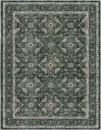 WITSHOCK Living Room Area Rugs 5x7: Soft Non-Slip Backing Washable Rugs Vintage Large Carpet for Bedroom Office Dining Room Kitchen Stain Resistant Home Decor Rug, Dark Green