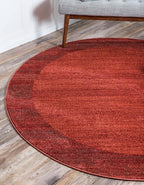 Rugs.com Angelica Collection Rug – 8 Ft Round Terracotta Medium Rug Perfect for Kitchens, Dining Rooms