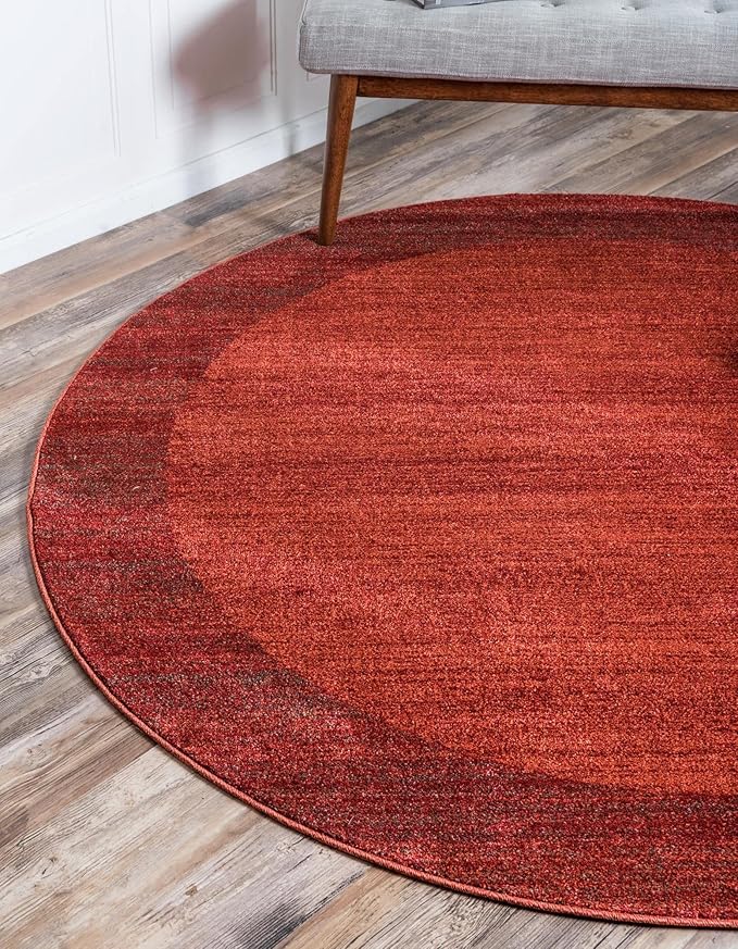 Rugs.com Angelica Collection Rug – 8 Ft Round Terracotta Medium Rug Perfect for Kitchens, Dining Rooms