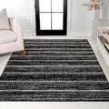 JONATHAN Y Williamsburg Minimalist Stripe Black/Cream Indoor Area Rug, 8x10, Contemporary, Modern, Easy-Cleaning for Living Room, Bedroom, Kitchen, Pet Friendly, Non-Shedding (MOH201F-8)