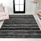 JONATHAN Y Williamsburg Minimalist Stripe Black/Cream Indoor Area Rug, 8x10, Contemporary, Modern, Easy-Cleaning for Living Room, Bedroom, Kitchen, Pet Friendly, Non-Shedding (MOH201F-8)