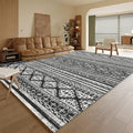 RUGSURE Washable Area Rugs 8' x 10' - 1/6 Thick - Moroccan-Inspired -Stain & Water Resistant Non-Slip - Resistant Rug for Living Room, Bedroom, Nursery, Pet & Child Friendly (Black)