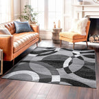 Rugshop Contemporary Abstract Circles Perfect for high Traffic Areas of Your Living Room,Bedroom,Home Office,Kitchen Square Area Rug 6'6" x 6'6" Gray