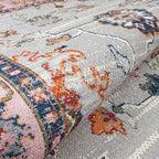 GLN Rugs Traditional Collection - Machine Washable Area Rug, Traditional Washable, Non Slip, Low Pile Chenille Rug, Living Room, Bedroom, Kitchen Rug (8' x 10' Pink/Blue/Multicolor)