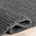 Nuloom Penelope Charcoal, 7'6" x 9'6", Hand-Braided, Wool & Cotton, Soft and Textured, High Traffic, Stain Resistant, Easy Clean, Durable Area Rug for Bedroom, Living Room, Dining, Foyer, Entryway