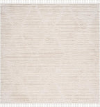 SAFAVIEH Marrakech Collection Area Rug - 5'3" Square, Beige, Moroccan Boho Tribal Tassel Design, Non-Shedding & Easy Care, Ideal for High Traffic Areas in Living Room, Bedroom (MRK517C)