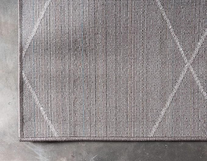 Unique Loom Trellis Frieze Collection Area Rug - Geometric (4" x 6", Dark Gray/ Ivory)