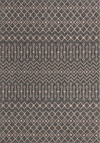 Unique Loom Outdoor Trellis Collection Area Rug - Tribal Trellis (10' x 14' 1" Rectangle, Charcoal Gray/ Natural)